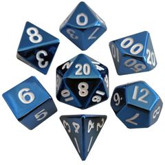 Metallic Dice 16mm Poly Blue 7ct Set